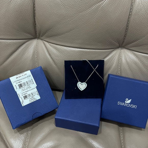 SWAROVSKI LADIES CUPID BLUE HEART PENDANT 5118810 AQUA/CRY/ RHS MSRP $125 - Picture 1 of 7
